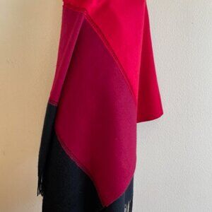Cashmere 76" by 30" wrap, red, maroon, black,